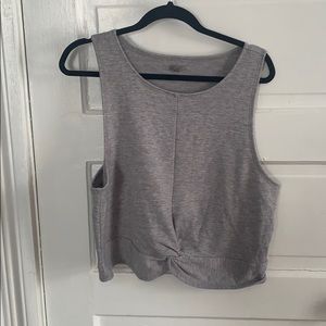 Grey cropped aerie top with accent hem